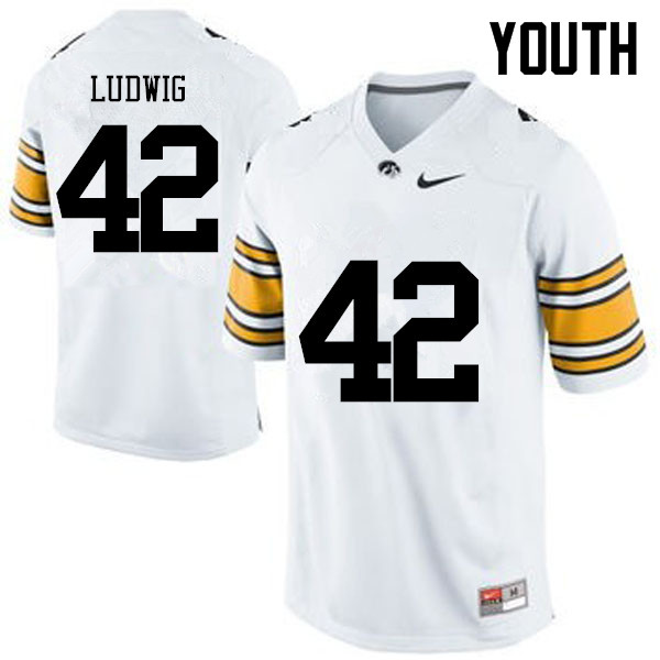 Youth Iowa Hawkeyes #42 Joe Ludwig College Football Jerseys-White